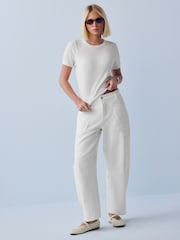 White Knitted Short Sleeve Towelling T-Shirt - Image 2 of 7