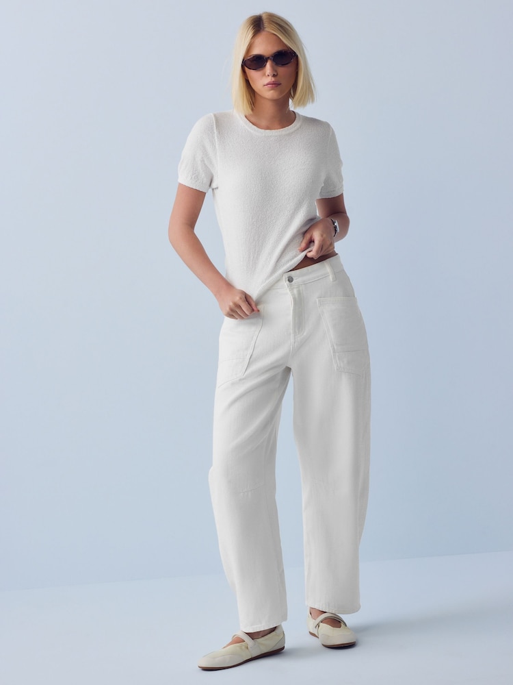 White Knitted Short Sleeve Towelling T-Shirt - Image 2 of 7 White Knitted Short Sleeve Towelling T-Shirt - Image 2 of 7