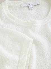 White Knitted Short Sleeve Towelling T-Shirt - Image 7 of 7