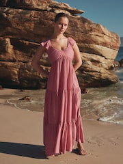 Rose Pink Jersey V-Neck Midi Dress - Image 2 of 3