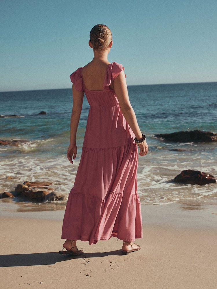 Rose Pink Jersey V-Neck Midi Dress - Image 3 of 3