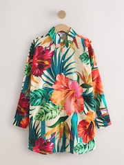 Red Tropical Beach Cover-Up Shirt - Image 1 of 3