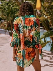 Red Tropical Beach Cover-Up Shirt - Image 5 of 9