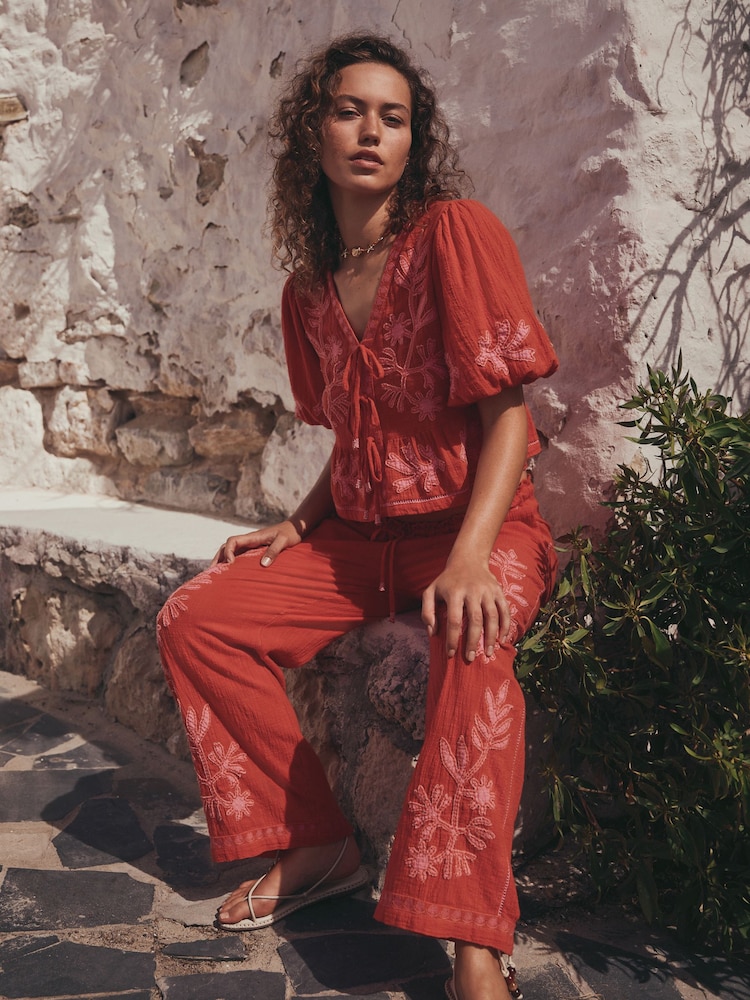 أحمر/وردي - بناطيل عريضة من الأسفل - صورة 2 من 4