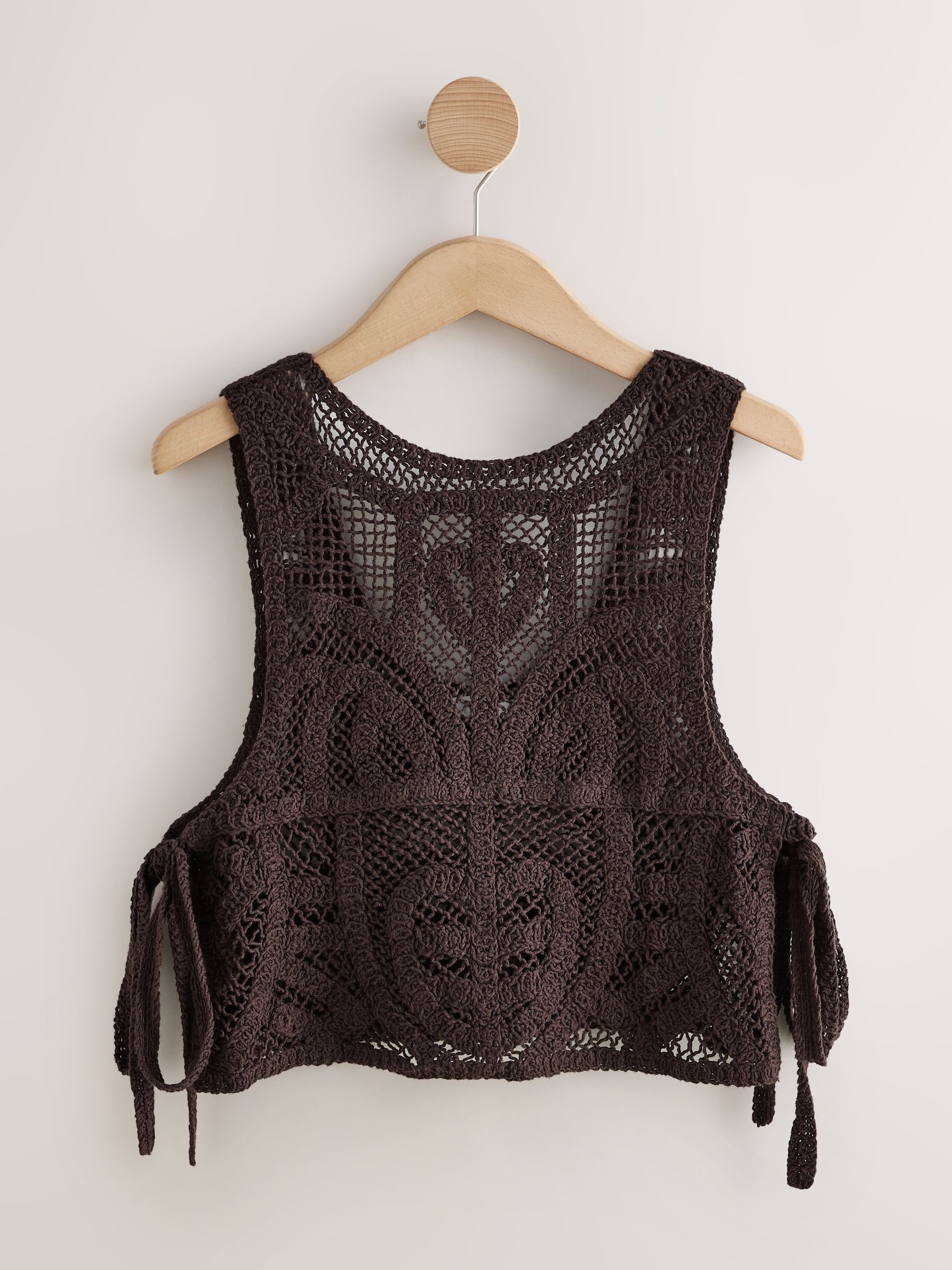 Buy Chocolate Brown Crochet Shell Top from Next USA