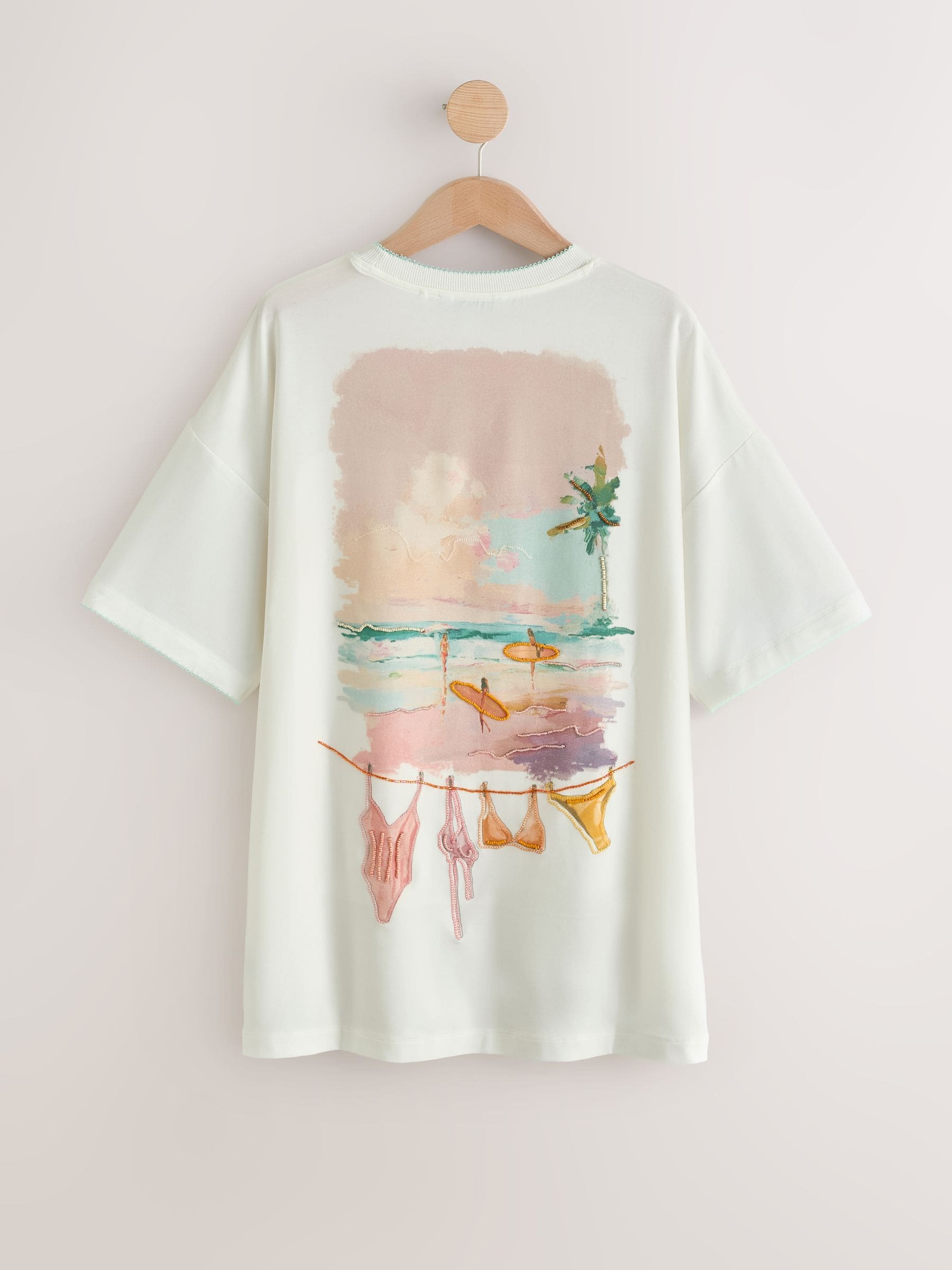 Next：日本 ベージュ - ビキニ グラフィックプリント ビーチ Tシャツ