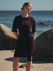 Brown Tie Waist Mini T-Shirt Dress - Image 1 of 6