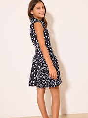 Lipsy Navy Blue Spot Holiday Shirt Dress (5-16yrs) - Image 4 of 4