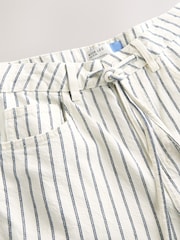 Ecru Striped Wide Leg Drawstring Waist Jeans - Image 8 of 9