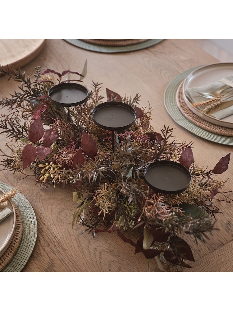 Lights4fun 70cm Autumn Winter Trio Candle Holder - Image 1 of 4