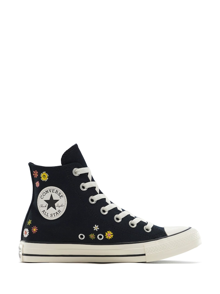 Converse Black Chuck Taylor Embroidered Florals High Trainers - Image 1 of 1