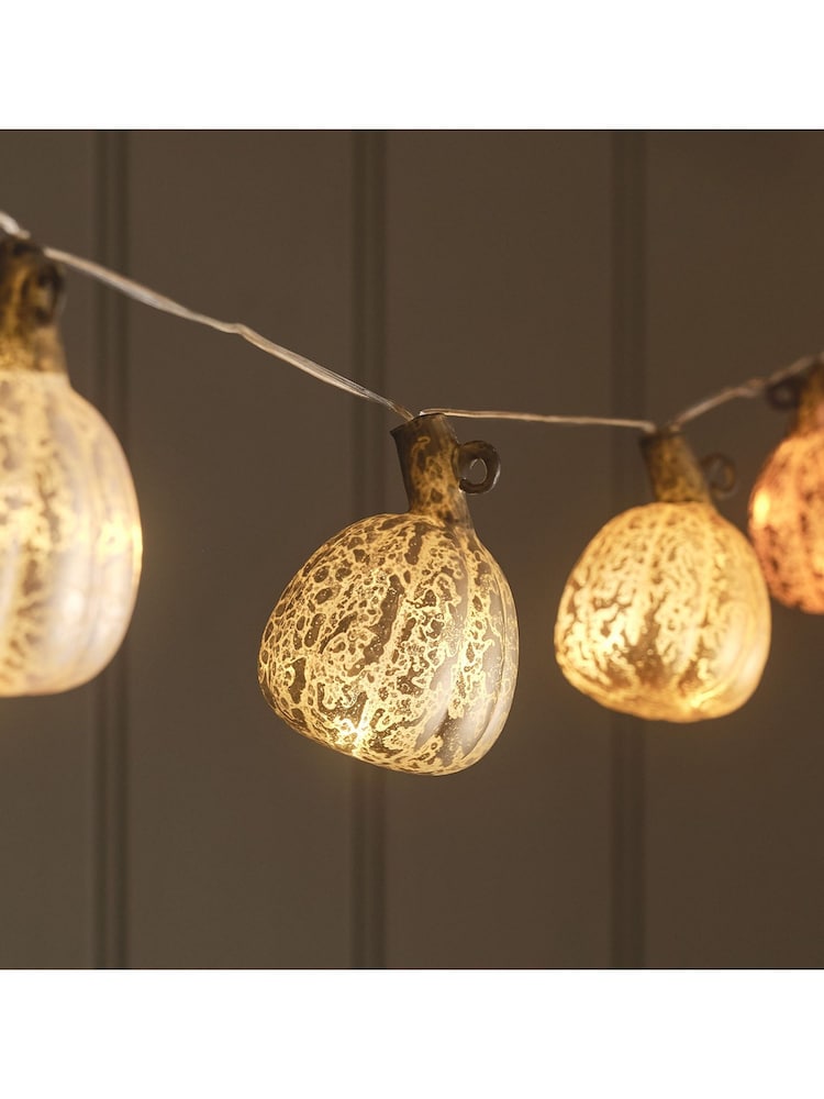 Lights4fun Multicoloured 10 Glass Pumpkin LED String Lights - Image 1 of 4