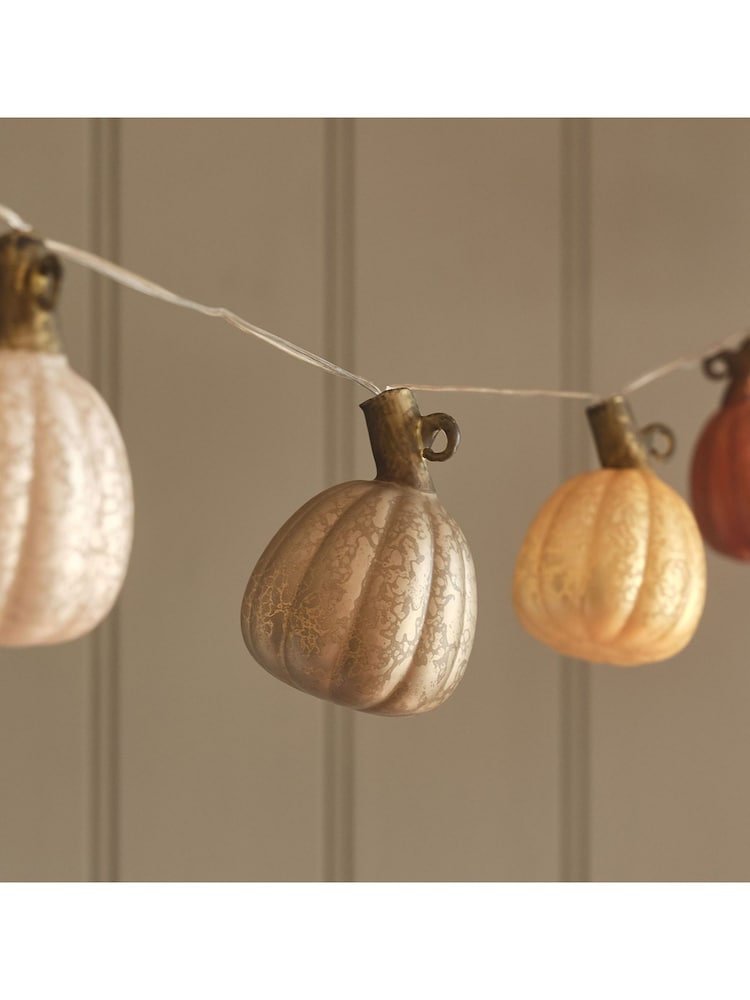 Lights4fun Multicoloured 10 Glass Pumpkin LED String Lights - Image 2 of 4