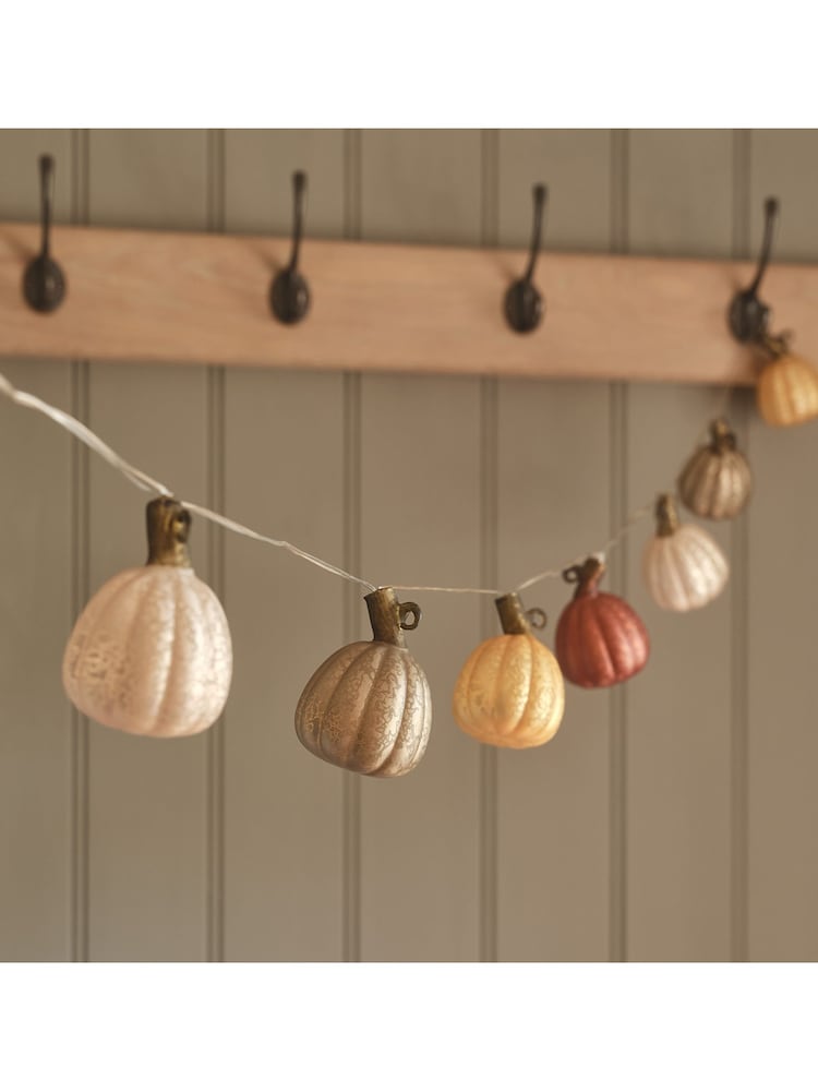 Lights4fun Multicoloured 10 Glass Pumpkin LED String Lights - Image 4 of 4