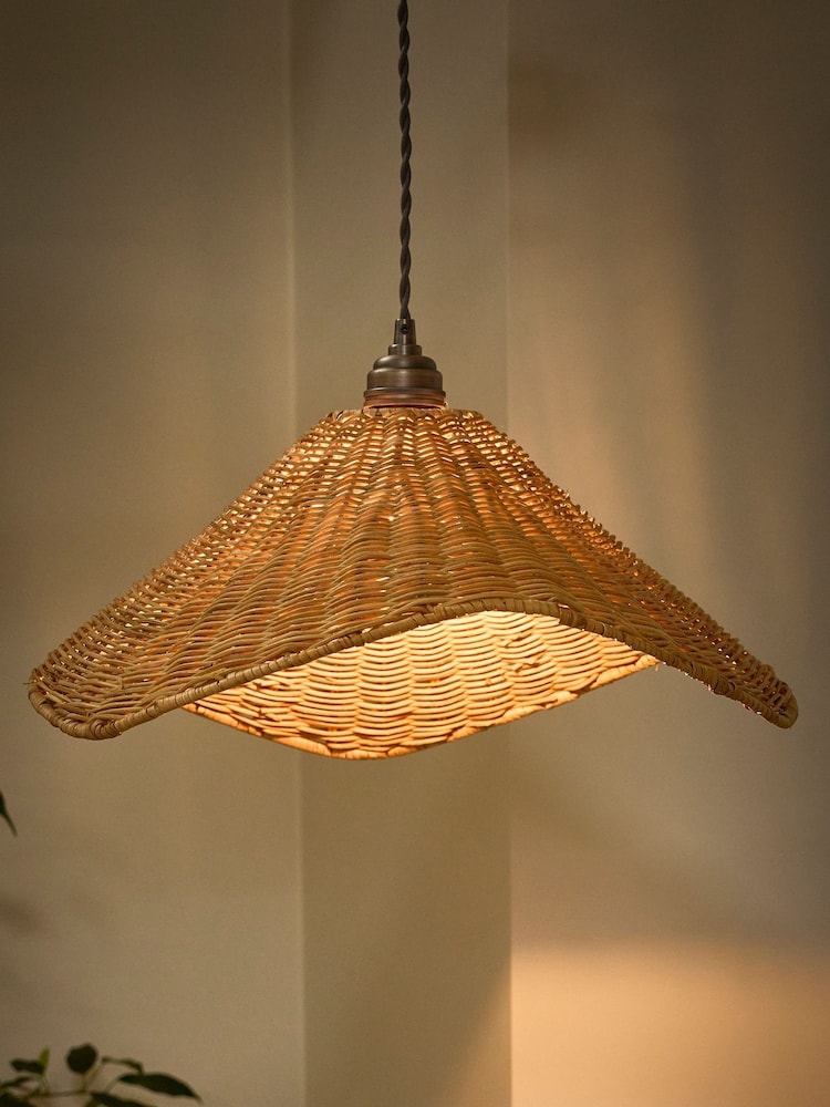 Dibor Natural Roscoe Rattan Scalloped Easy Fit Ceiling Shade - Image 1 of 5