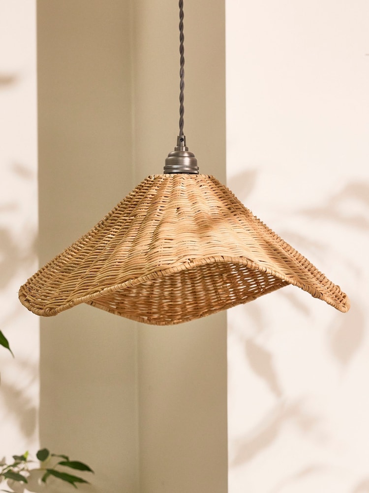 Dibor Natural Roscoe Rattan Scalloped Easy Fit Ceiling Shade - Image 2 of 5