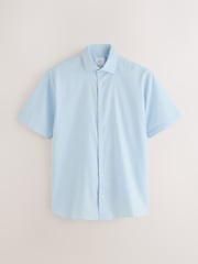 Blue/White Cotton Linen Blend Short Sleeve Smart Shirts 3 Pack - Image 3 of 6