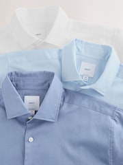 Blue/White Cotton Linen Blend Short Sleeve Smart Shirts 3 Pack - Image 5 of 6
