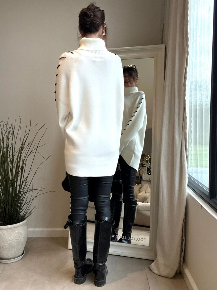 Style Cheat White Saddle Stitch Hope Jumper - Image 2 of 4