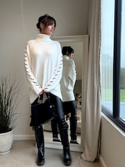 Style Cheat White Saddle Stitch Hope Jumper - Image 3 of 4