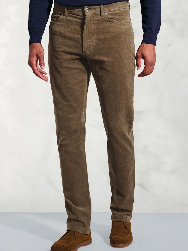 Brook Taverner Brown 5 Pocket Corduroy Stretch Cotton Trousers - Image 1 of 4 Brook Taverner Brown 5 Pocket Corduroy Stretch Cotton Trousers - Image 1 of 4