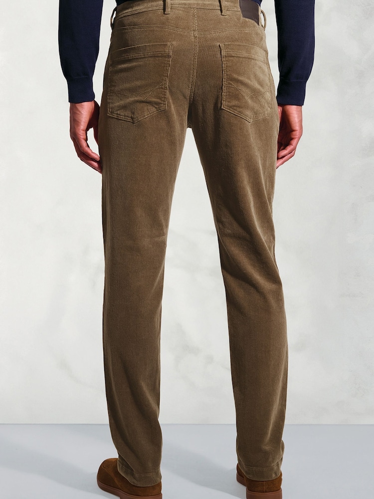 Brook Taverner Brown 5 Pocket Corduroy Stretch Cotton Trousers - Image 2 of 4