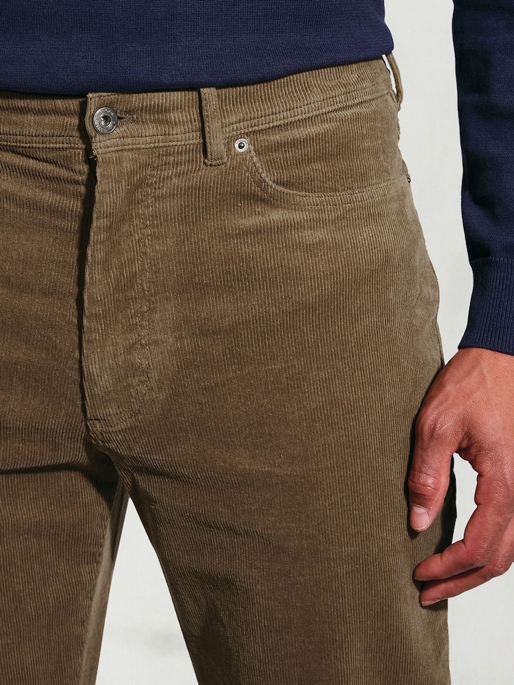 Brook Taverner Brown 5 Pocket Corduroy Stretch Cotton Trousers - Image 4 of 4