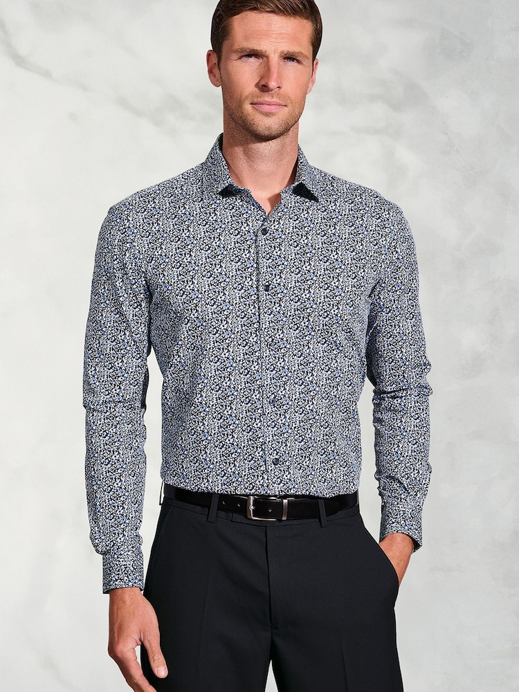 Brook Taverner Blue Ditsy Floral Cotton Shirt - Image 1 of 5 Brook Taverner Blue Ditsy Floral Cotton Shirt - Image 1 of 5
