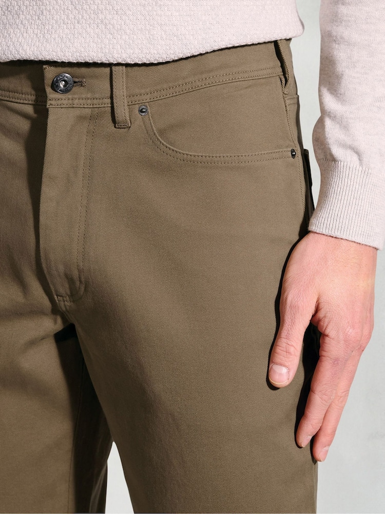 Brook Taverner Brown 5 Pocket Italian Twill Stretch Cotton Trousers - Image 4 of 4