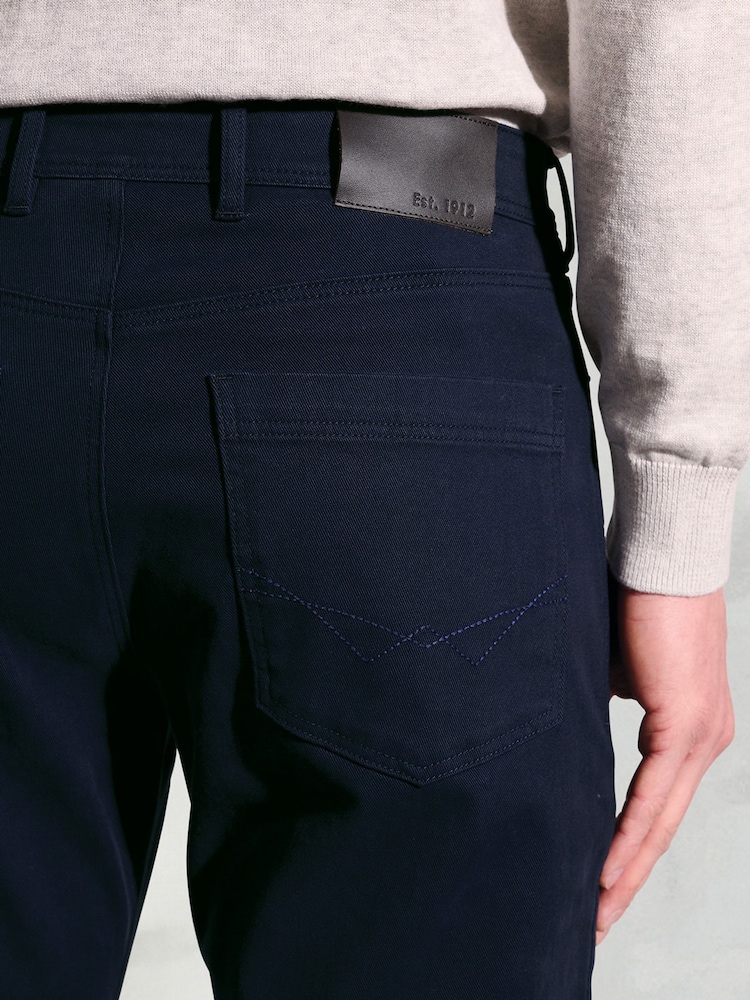 Brook Taverner Blue 5 Pocket Italian Twill Stretch Cotton Trousers - Image 4 of 4