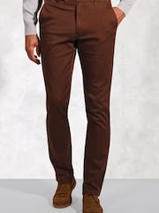 Brook Taverner Brown Cavalry Twill Stretch Cotton Trousers - Image 1 of 4