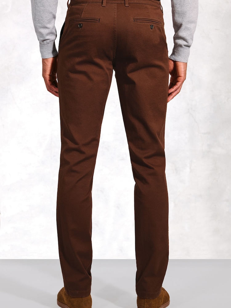 Brook Taverner Brown Cavalry Twill Stretch Cotton Trousers - Image 2 of 4