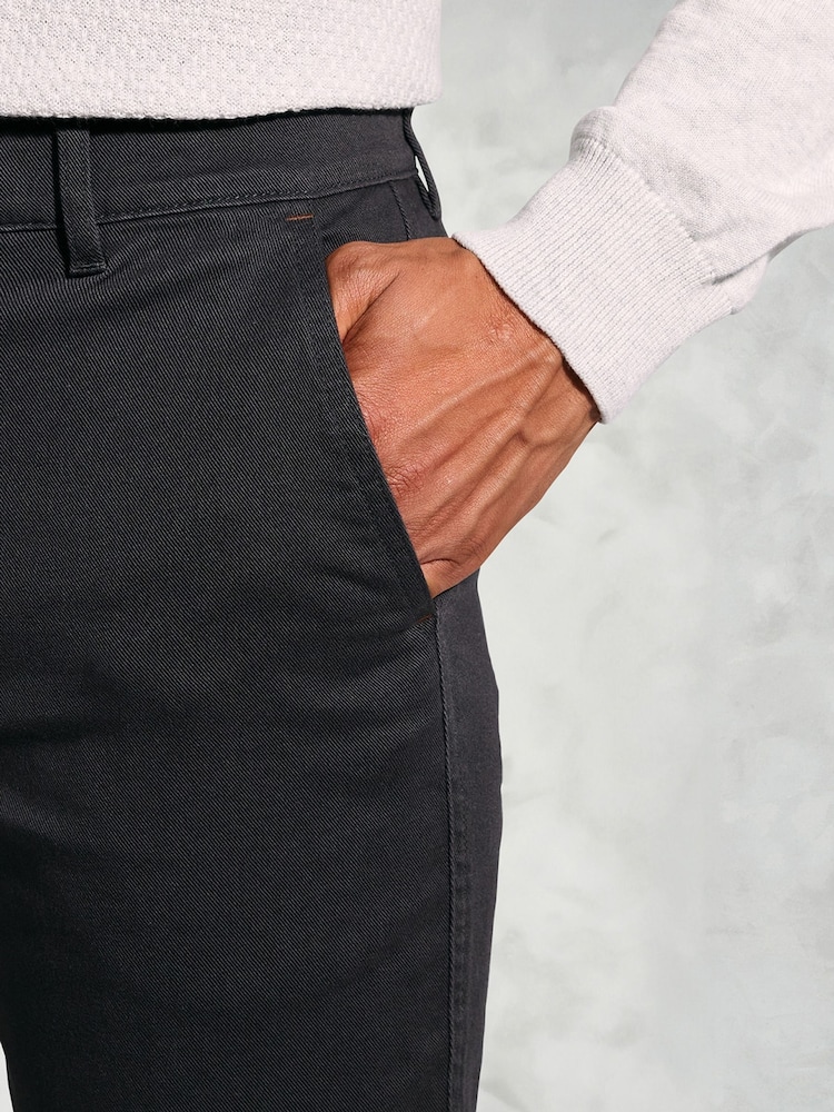 Brook Taverner Grey Tailored Fit Cavalry Twill Stretch Cotton Trousers - Image 2 of 5