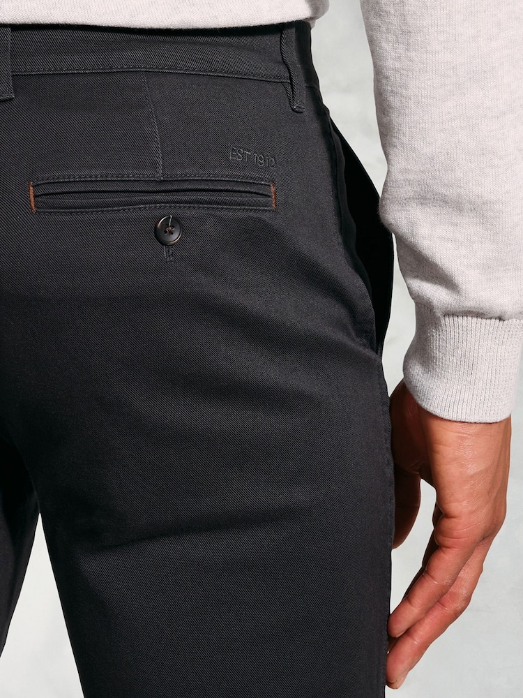 Brook Taverner Grey Tailored Fit Cavalry Twill Stretch Cotton Trousers - Image 5 of 5 Brook Taverner Grey Tailored Fit Cavalry Twill Stretch Cotton Trousers - Image 5 of 5