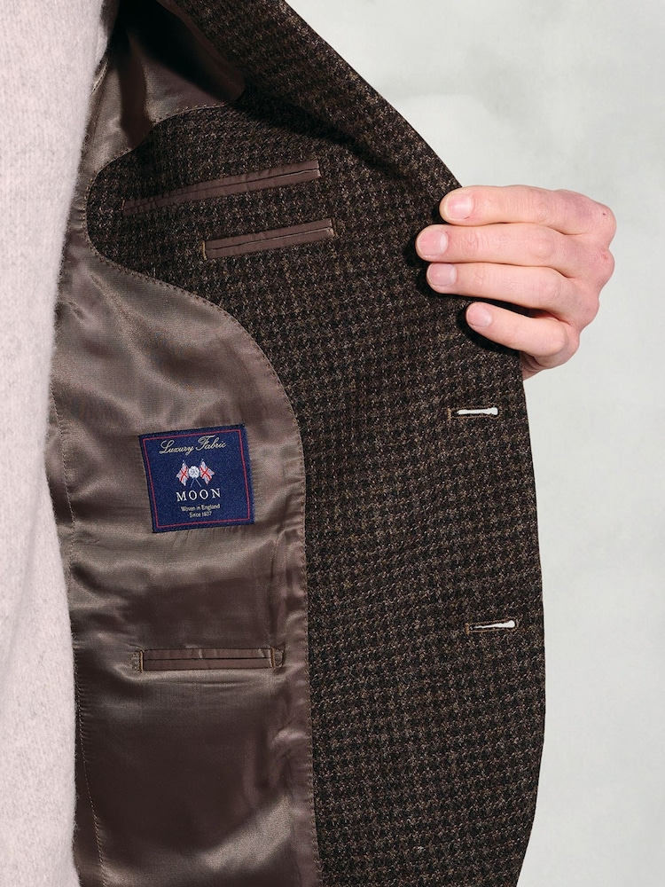 Brook Taverner Brown Tailored Fit British Wool Puppytooth Jacket - Image 6 of 6 Brook Taverner Brown Tailored Fit British Wool Puppytooth Jacket - Image 6 of 6