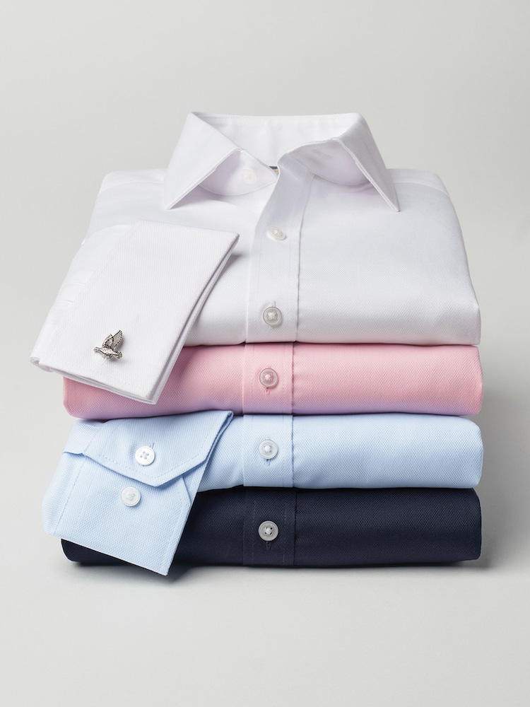Brook Taverner Pink Tailored Fit Royal Oxford Double Cuff Cotton Shirt - Image 3 of 3