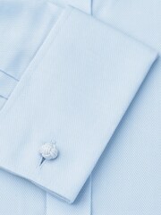 Brook Taverner Blue Tailored Fit Royal Oxford Double Cuff Cotton Shirt - Image 3 of 4