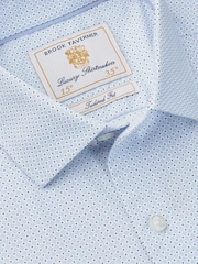 Brook Taverner Blue Micro Geometric Print Cotton Shirt - Image 4 of 5