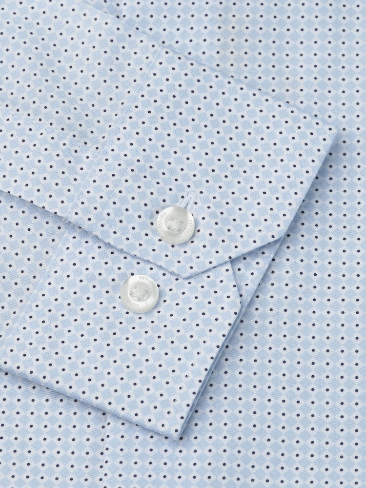 Brook Taverner Blue Micro Geometric Print Cotton Shirt - Image 5 of 5 Brook Taverner Blue Micro Geometric Print Cotton Shirt - Image 5 of 5