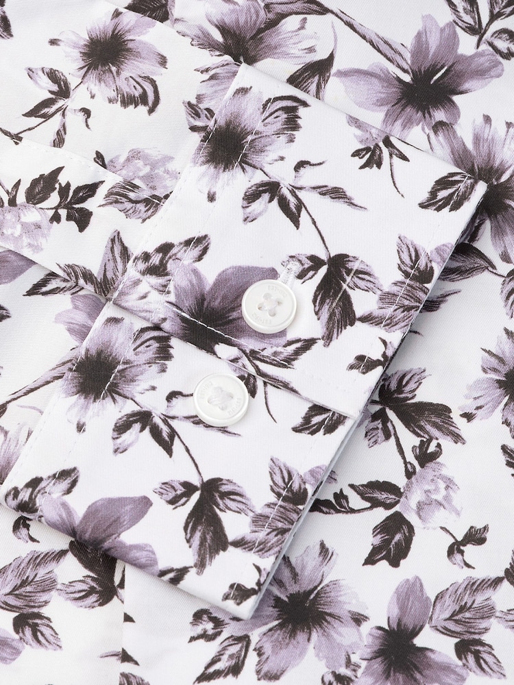 Brook Taverner White Floral Stretch Cotton Shirt - Image 5 of 5