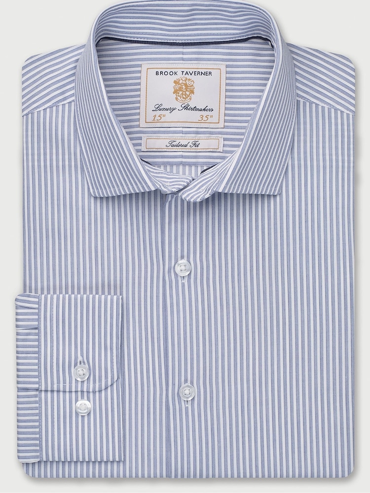 Brook Taverner Blue Stripe Cotton Shirt - Image 2 of 4