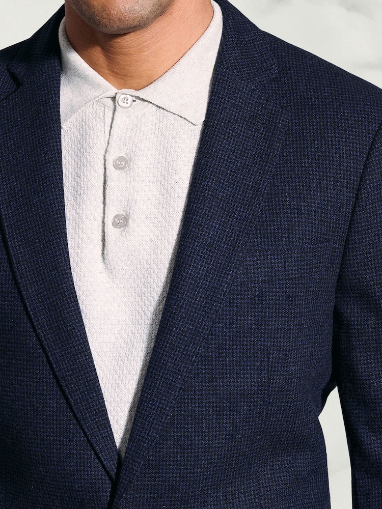Brook Taverner Blue Puppytooth Wool Blend Jacket - Image 2 of 5