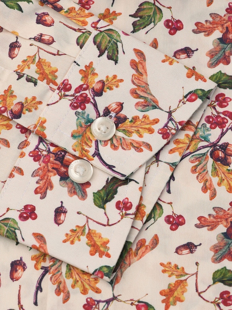 Brook Taverner Natural Acorn Print Cotton Shirt - Image 5 of 5 Brook Taverner Natural Acorn Print Cotton Shirt - Image 5 of 5
