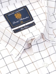 Brook Taverner Cream Tattersall Check Cotton Shirt - Image 4 of 5