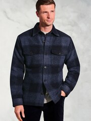 Brook Taverner Blue Textured Check Overshirt - Image 1 of 5
