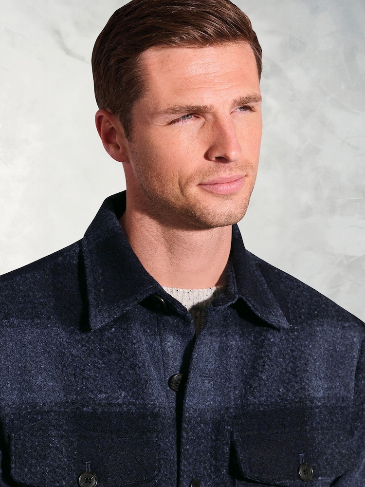 Brook Taverner Blue Textured Check Overshirt - Image 2 of 5