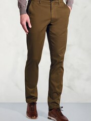 Brook Taverner Brown Textured Stretch Cotton Trousers - Image 1 of 4