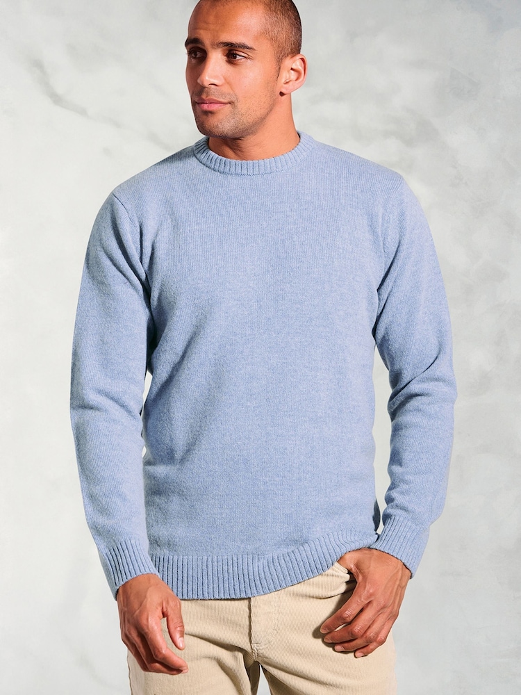 Brook Taverner Light Blue Lambswool Crew Neck Jumper - Image 1 of 3 Brook Taverner Light Blue Lambswool Crew Neck Jumper - Image 1 of 3