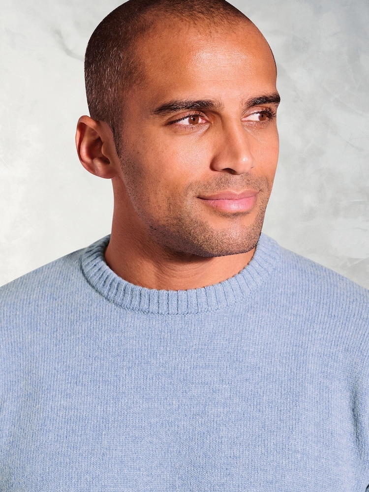 Brook Taverner Light Blue Lambswool Crew Neck Jumper - Image 2 of 3 Brook Taverner Light Blue Lambswool Crew Neck Jumper - Image 2 of 3