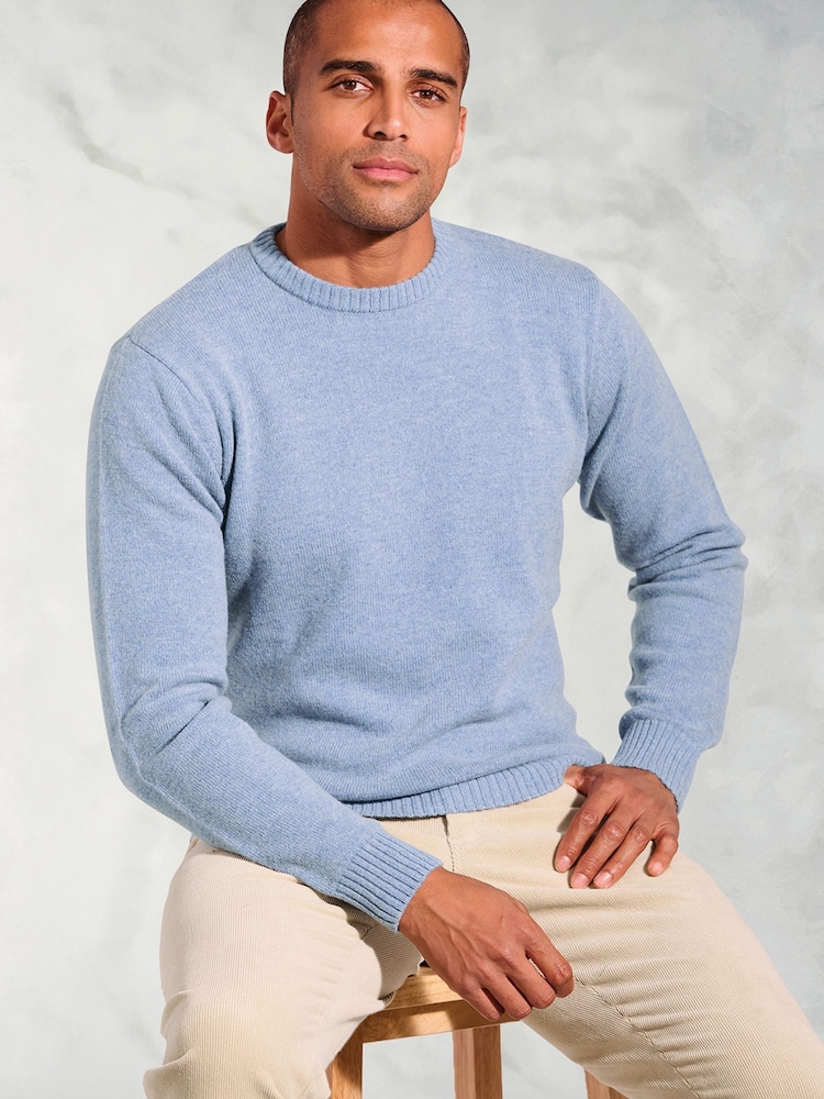 Brook Taverner Light Blue Lambswool Crew Neck Jumper - Image 3 of 3 Brook Taverner Light Blue Lambswool Crew Neck Jumper - Image 3 of 3